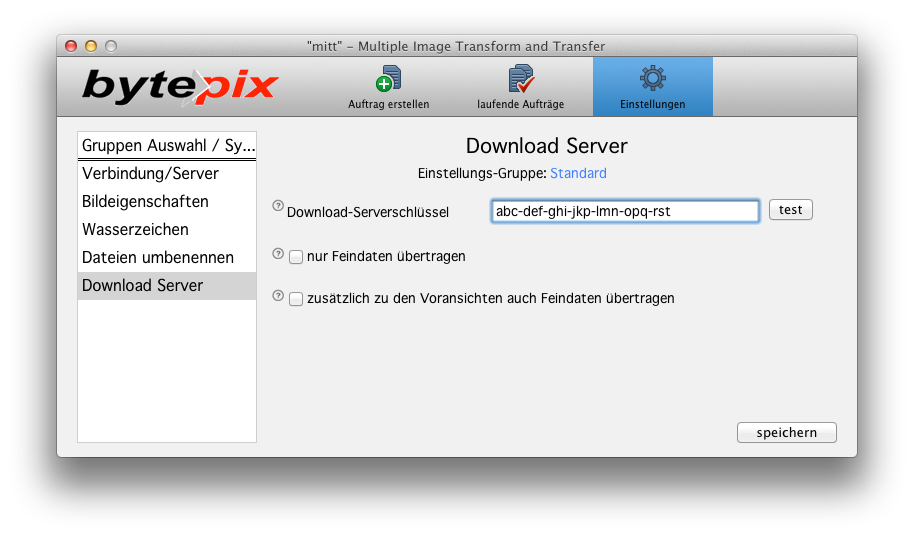 Download Server Einstellungen